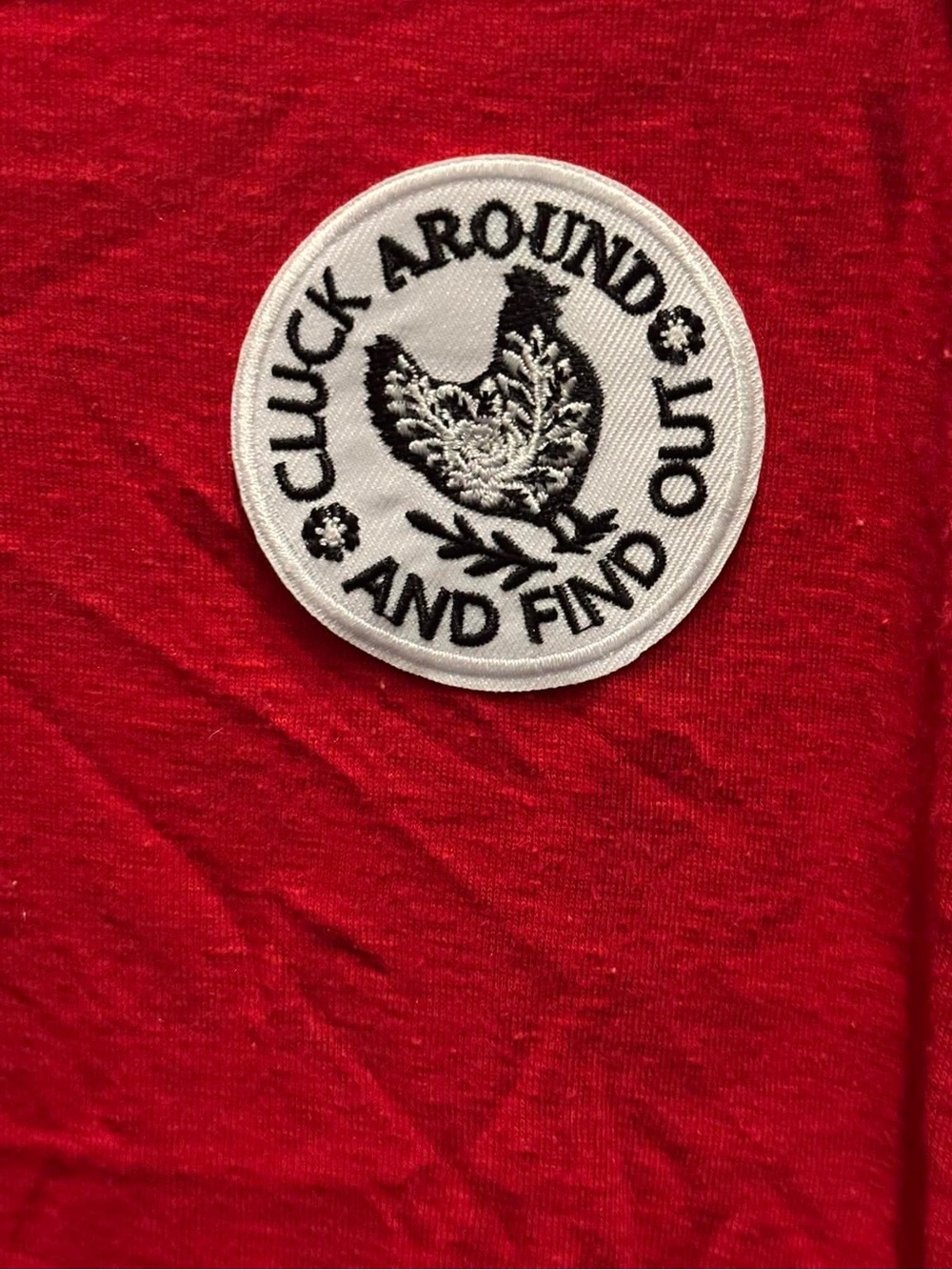 Click around & find out bcg Red Scoop Neck Tank with Circular Patch SMALL - Picture 3 of 5